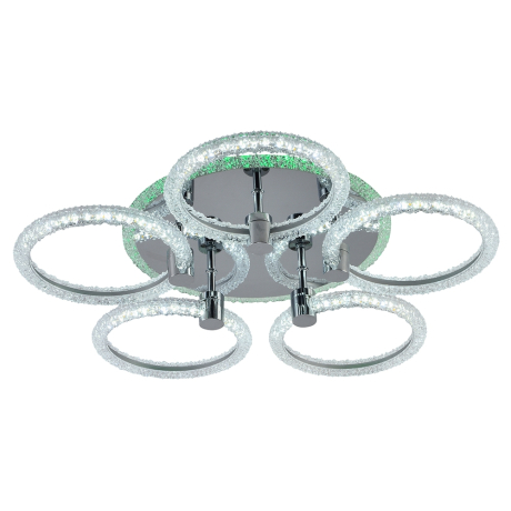 Светодиодная диммируемая люстра с ПДУ Profit Light 8024/5 CHR 90W+8W RGB 