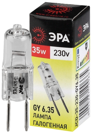 Лампа галогенная ЭРА GY6.35 35W 2700K прозрачная GY6.35-JCD-35W-230V C0027373 