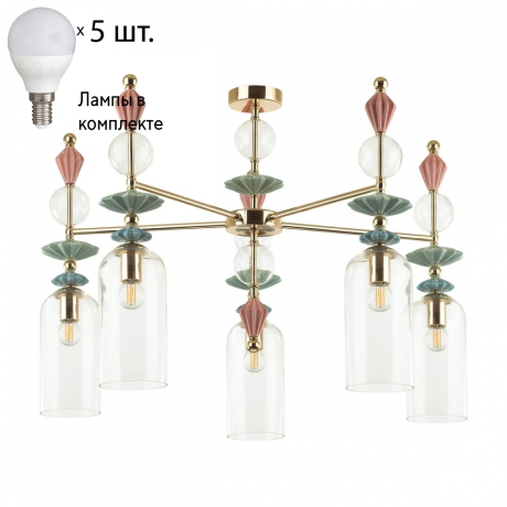 Люстра на штанге с лампочками Odeon Light Bizet 4855/5C+Lamps E14 P45 
