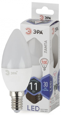 Лампа светодиодная ЭРА E14 11W 6000K матовая LED B35-11W-860-E14 Б0032984 