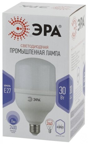 Лампа светодиодная ЭРА E27 30W 6500K матовая LED POWER T100-30W-6500-E27 Б0027004 