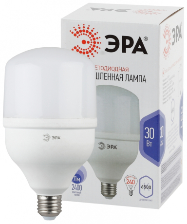 Лампа светодиодная ЭРА E27 30W 6500K матовая LED POWER T100-30W-6500-E27 Б0027004 