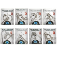 Нарушена упаковка!  <604088> Головоломка металлическая большая ЗОЛОТАЯ СКАЗКА, 24 вида, в дисплее, разные уровни сложности, 664924 (664924)