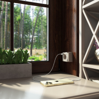 Розетка с заземлением, шторками и USB тип A+C Gallant (шампань рифленый) W5071710 Werkel