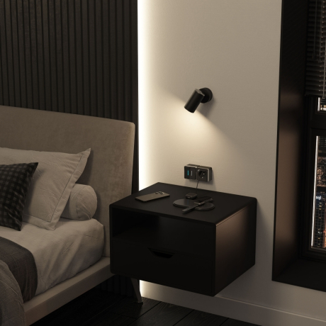 Розетка с заземлением, шторками и USB тип A+C Gallant (чёрный хром) W5071735 Werkel 