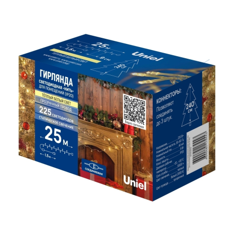 ULD-S1000-120/TBK BLUE-WHITE IP67 Гирлянда светодиодная с эффектом мерцания, 10м. Соединяемая. 120 светодиодов. Синий и белый свет. Провод черный. ТМ Uniel (UL-00010895) 