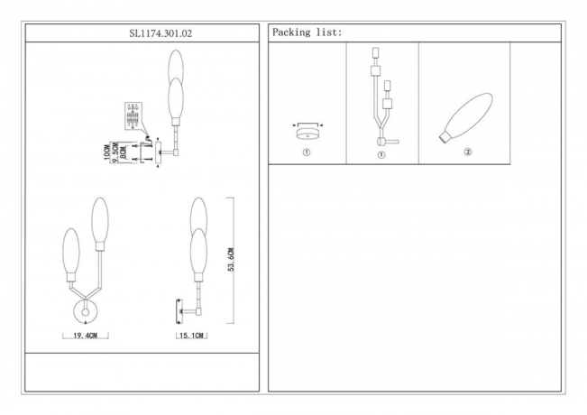 Бра в комплекте с Led лампами ST Luce SL1174.301.02+Lamps 