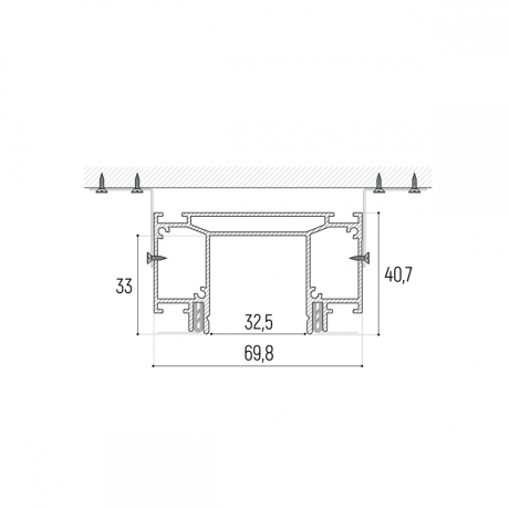 2м. Интрудер (профиль) для встраивания трёхфазного трека в натяжной потолок SLOTT Novotech  135190 