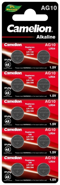 Нарушена упаковка!  <190263> Батарейка Camelion G10  BL-10 Mercury Free (AG10-BP10(0%Hg), 389A/LR1130/189 батарейка для часов)