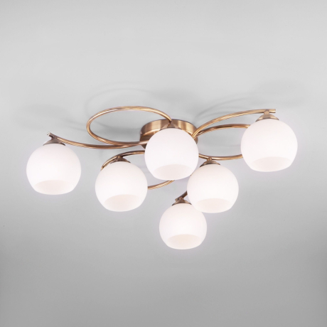 30144/6 античная бронза античная бронза Потолочная люстра со стеклянными плафонами Eurosvet Alba 