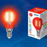 Лампа светодиодная E14 5W шар красный Uniel Air color LED-G45-5W/RED/E14 GLA02RD картон (UL-00002985) 