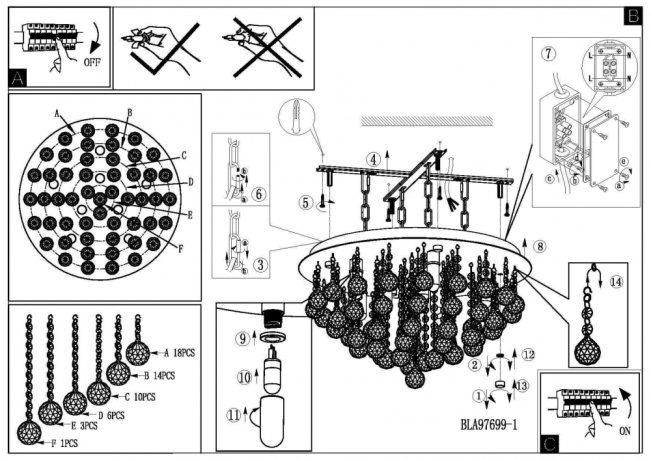 97699 Потолочная люстра влагозащищенная Eglo Almonte 