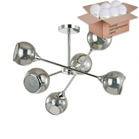 Люстра на штанге Lumion Sandra с лампочками 4530/6C+Lamps E27 P45 