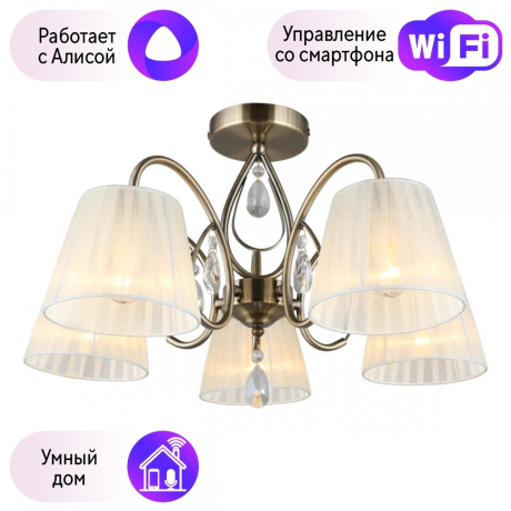 Люстра с поддержкой Алисы потолочная Omnilux OML-56617-05-A 