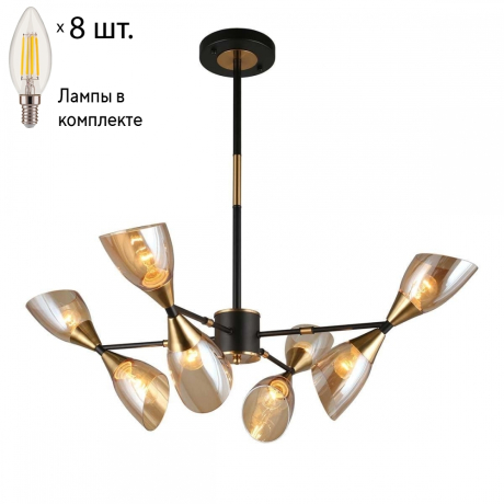 Люстра на штанге с лампочками Omnilux OML-66807-08+Lamps 