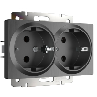 Розетка двойная с заземлением, без рамки Werkel графит рифленый W1172004