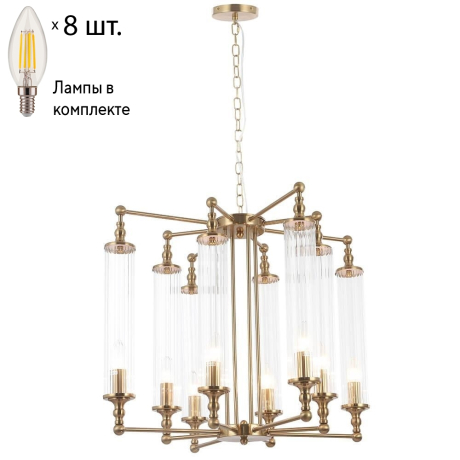 Подвесная люстра с лампочками CRYSTAL LUX Tomas SP8 D650 Brass+Lamps 
