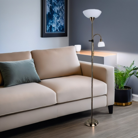 Торшер с пластиковыми плафонами и подсветкой для чтения бронзового цвета от Getogazov Family 19506-756594 