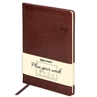 Нарушена упаковка!  <795165> Еженедельник датированный 2026, БОЛЬШОЙ ФОРМАТ 210х297 мм, А4, BRAUBERG "Imperial", под кожу, коричневый, 117156