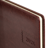 Нарушена упаковка!  <795165> Еженедельник датированный 2026, БОЛЬШОЙ ФОРМАТ 210х297 мм, А4, BRAUBERG "Imperial", под кожу, коричневый, 117156