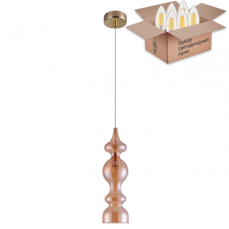 Подвесной светильник CRYSTAL LUX с лампочкой IRIS SP1 A AMBER+Lamps E14 Свеча 