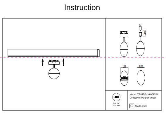 Трековый светильник 10W 3000К для магнитного шинопровода Maytoni Kiat TR017-2-10W3K-W 