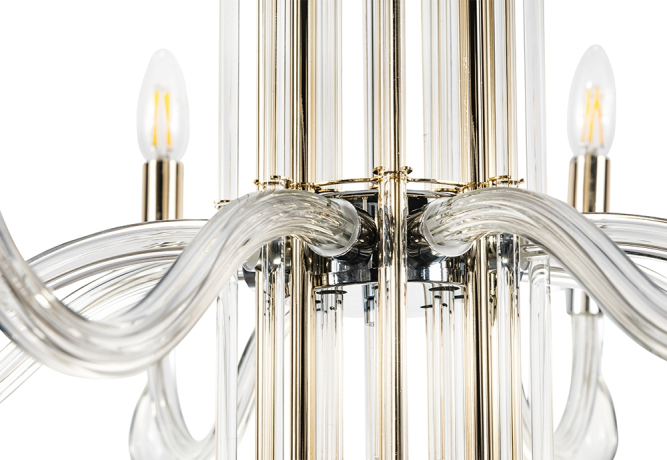 Подвесная люстра Crystal Lux AURELIO SP8 GOLD+CHROME/TRANSPARENT 