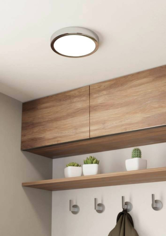 900641 Накладной светильник FUEVA 5, 17W (LED), 3000K, IP44, ?210, сталь, хром / пластик, белый 