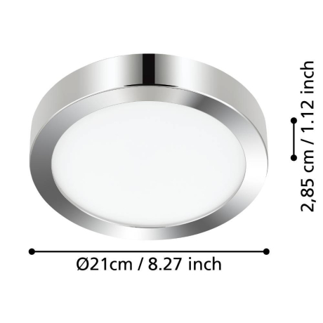 900641 Накладной светильник FUEVA 5, 17W (LED), 3000K, IP44, ?210, сталь, хром / пластик, белый 