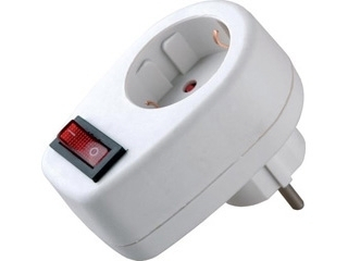 Volsten SA 1/1-ZDV белая (евророзетка-переходник"земля-земля" с выкл.,заземлением,защитой от детей) 