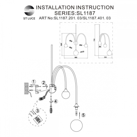 Светильник на стену с Led лампочками в комплекте ST Luce SL1187.201.03+Lamps 