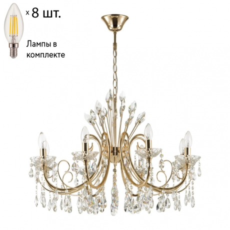 Подвесная люстра с лампочками Odeon Light Versia 4977/8+Lamps E14 Свеча 