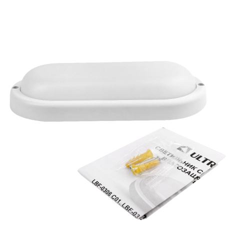 Ultraflash LBF-0418 C01 (Св-к LED влагозащищённый, 18 Вт, IP65, 220В, 4000К, овал) (15347) 