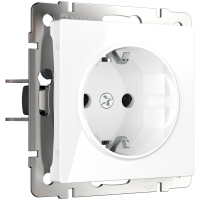 Розетка с заземлением, безвинтовой зажим (белая) Werkel W1171301