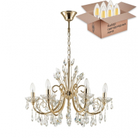 Подвесная люстра с лампочками Odeon Light Versia 4977/6+Lamps E14 Свеча