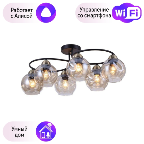 Люстра с поддержкой Алисы потолочная Omnilux OML-95007-06-A 
