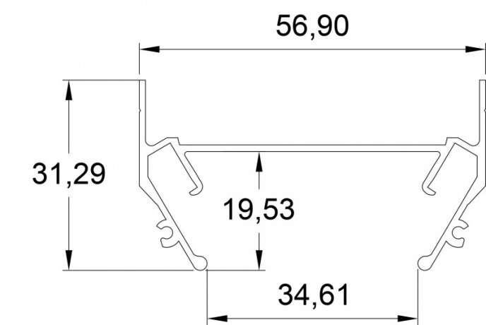 Профиль встраиваемый Denkirs TR3050 TR3050-AL