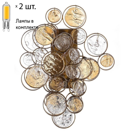 Бра с лампочками CRYSTAL LUX Deseo AP2 Gold+Lamps 