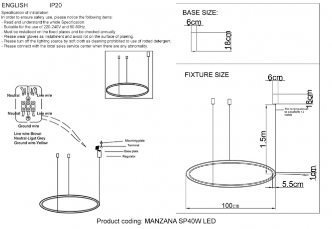 Подвесная диммируемая люстра с пультом ДУ Crystal Lux MANZANA SP40W LED BLACK 