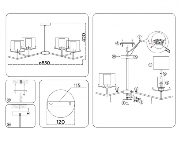 Потолочная люстра Ambrella Light High Light Modern LH57008 