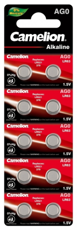 Батарейка Camelion G 0  BL-10 Mercury Free (AG0-BP10(0%Hg), 379A/LR521 батарейка для часов) 