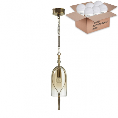 Подвесной светильник с лампочкой Odeon Light Bell 4892/1+Lamps E14 P45 