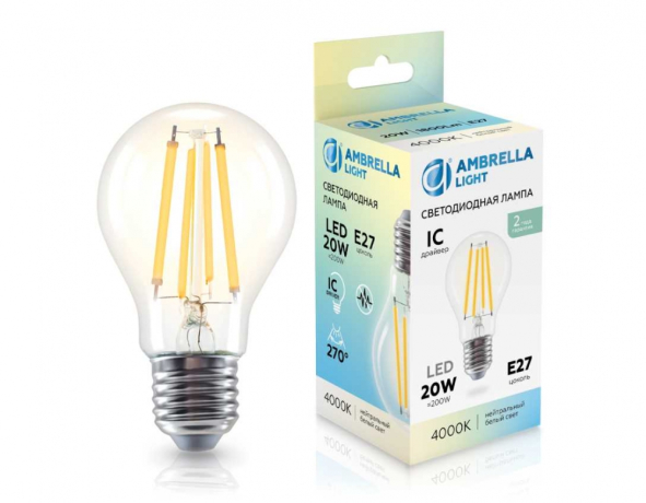 Лампа светодиодная Лон A60 20W 4000K Ambrella light Bulding 602014 
