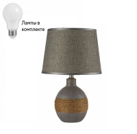 Настольная лампа с абажуром с лампочкой Arti Lampadari Gaeta E 4.1.T3 GY+Lamps