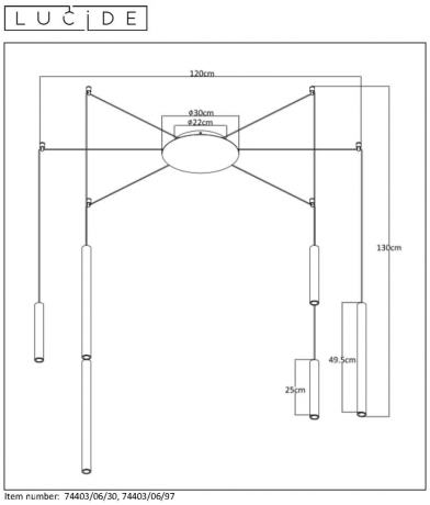 74403/06/30 Подвесной диммируемый светильник Lucide Lorenz 