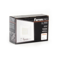 Нарушена упаковка!  <316016> Светодиодный прожектор 20W 6400K (холодный) IP65 Feron PRO LL-1000 41538