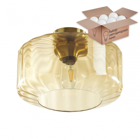 Потолочный светильник с лампочкой Odeon Light Binga 4747/1C+Lamps А60 