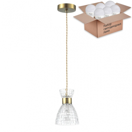 Подвесной светильник с лампочкой Lumion Jackie 3704/1+Lamps E14 P45 