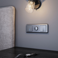 Выключатель одноклавишный проходной с подсветкой (графит рифленый) Werkel W1112104