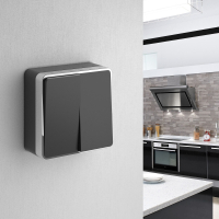 Выключатель двухклавишный Gallant (черный/хром) Werkel W5020035